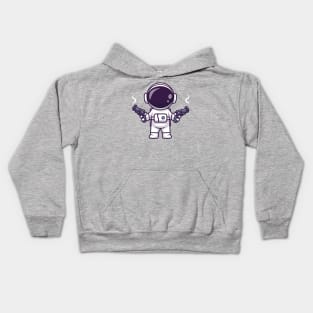 Cute Astronaut Shooting With Gun Pistol Cartoon Kids Hoodie